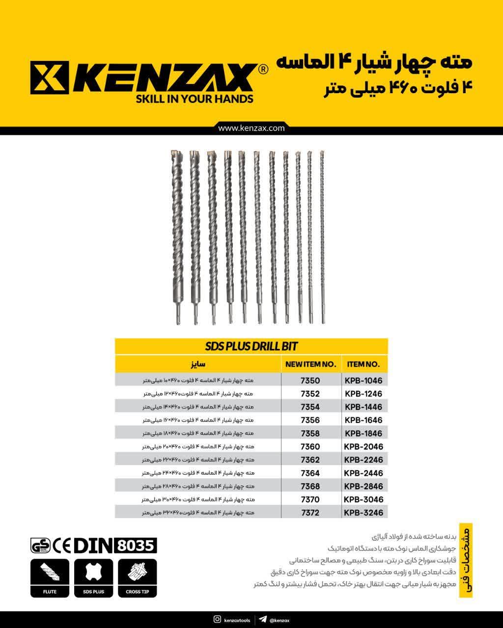 photo_2025-11-28_20-29-02 مته 4 شیار چهر الماسه 4 فوت 46*30 KENZAX کنزاکس KPB-3046